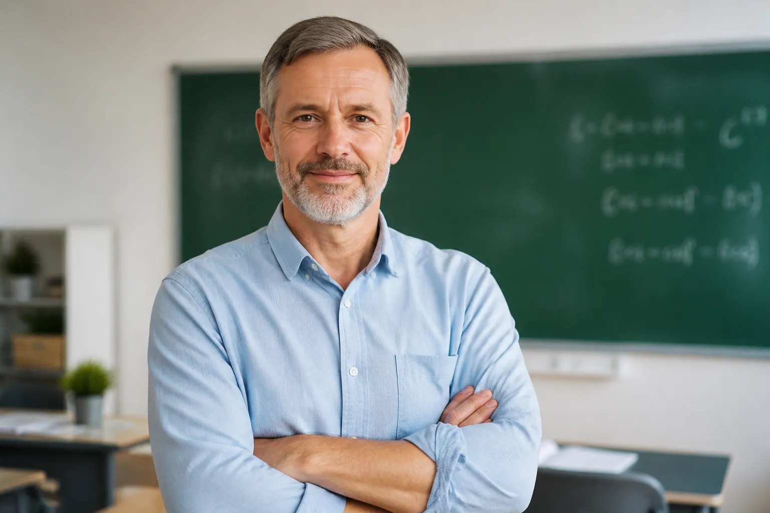 Erfahrene Lehrkraft im modernen Klassenraum